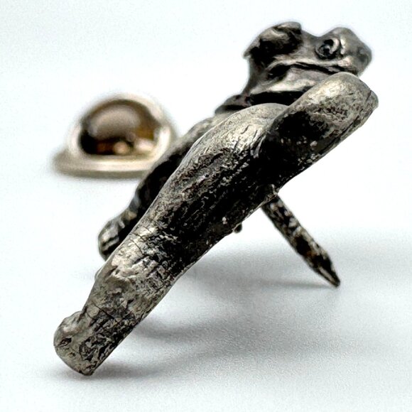 Pewter Dog Tie Pin Brooch With Collar Detail & Secure Clutch Back Vintage - Picture 5 of 6